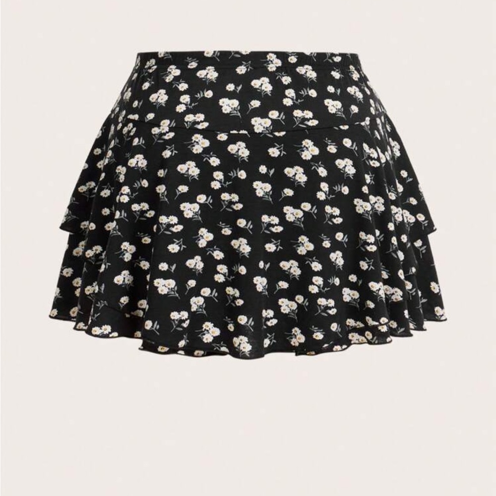 Floral Black Skirt